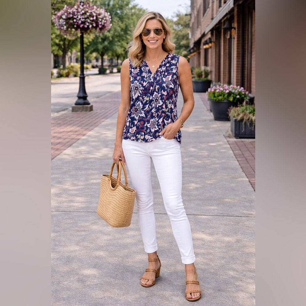 LOFT Floral Paisley Sleeveless Blouse Lightweight